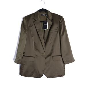 LAUREN RALPH LAUREN NWT Satin Charmeuse Blazer Green Single Breasted Women's 10